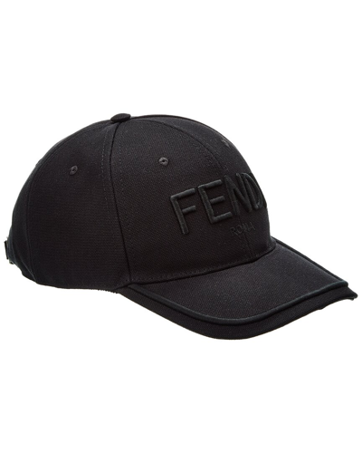 Fendi Logo Embroidery Baseball Cap In Black