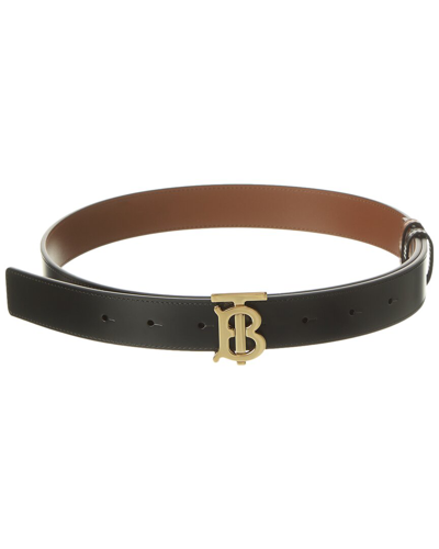 Burberry Logo Reversible Leather Belt In Black
