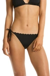 Sea Level Scalloped Side Tie Bikini Bottoms In Black