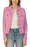 Kut From The Kloth Kara Fray Hem Cotton Blend Trucker Jacket In Lavender