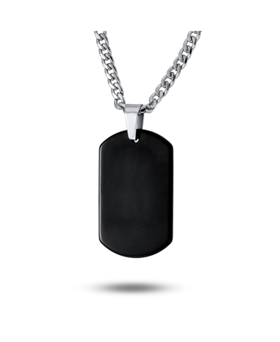 Bling Jewelry Stainless Steel Black Titanium Dog Tag Pendant Necklace