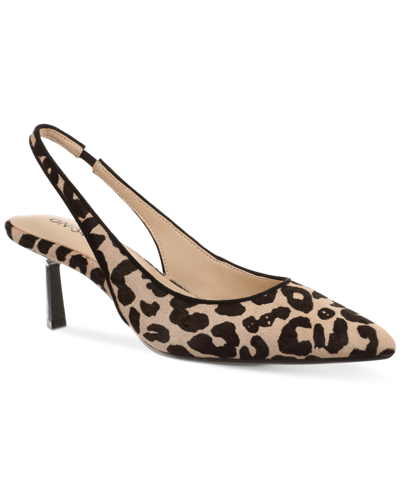 On 34th Women's Baeley Slingback Pumps, Created For Macy's In Leopard Haircalf