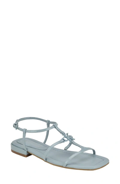 Calvin Klein Sindy Ankle Strap Sandal In Light Blue Patent- Faux Patent Leather -