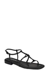 Calvin Klein Sindy Ankle Strap Sandal In Black Patent - Faux Patent Leather - Pol