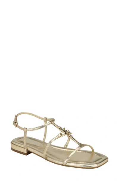 Calvin Klein Sindy Ankle Strap Sandal In Gold - Manmade,metal