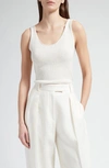 The Row Favana Knit Silk Tank Top In White