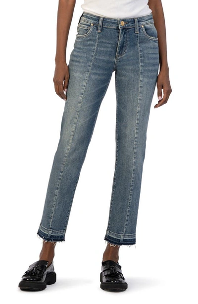 Kut From The Kloth Rachael Release Hem Mid Rise Seamed Ankle Mom Jeans In Award