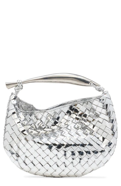 Bottega Veneta Small Sardine Metallic Top-handle Bag In Silber