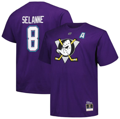 Mitchell & Ness Men's  Teemu Selanne Purple Anaheim Ducks Big And Tall Name & Number T-shirt