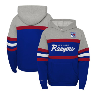Mitchell & Ness Kids' Youth Blue New York Rangers Head Coach Pullover Hoodie