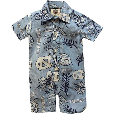 Wes & Willy Babies' Infant  Carolina Blue North Carolina Tar Heels Vintage Floral Romper In Light Blue