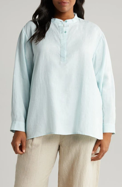 Eileen Fisher Organic Linen Popover Top In Clear Water