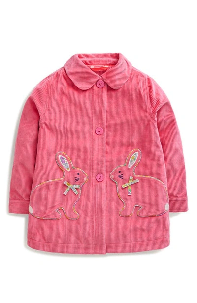 Mini Boden Kids' Bunny Appliqué Cotton Corduroy Jacket In Rose Pink Bunnies