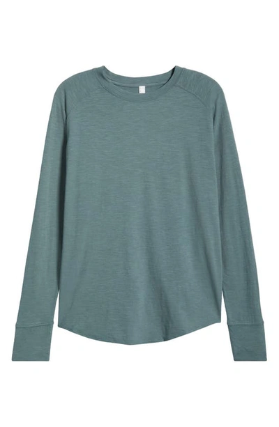 Zella Relaxed Long Sleeve Slub Jersey T-shirt In Thunder