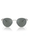 Oliver Peoples Rhydian 49mm Round Sunglasses In Silver