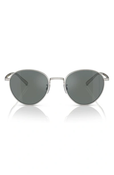 Oliver Peoples Rhydian 49mm Round Sunglasses In Silver