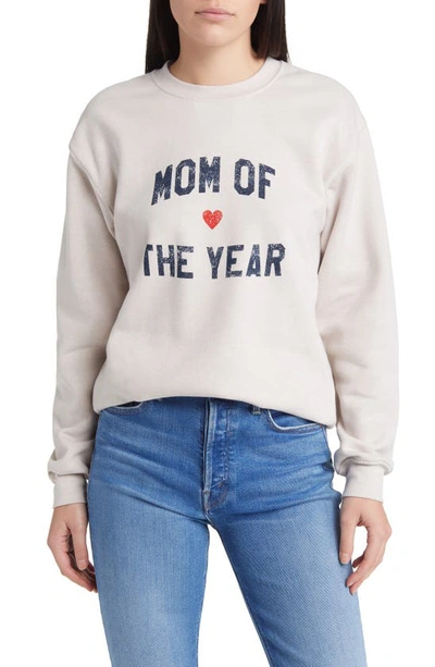Favorite Daughter Mom Of The Year Cotton Sweatshirt In Heather Oatmeal