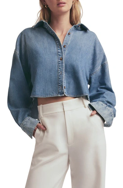 Favorite Daughter The Ex-boyfriend Denim Crop Shirt In Goa