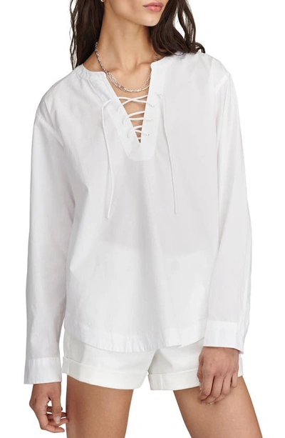 Lucky Brand Lace-up Oversize Shirt In Bright White