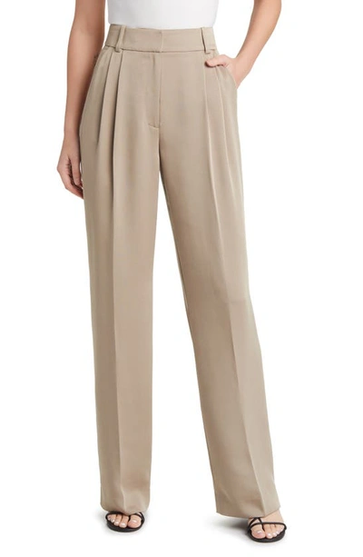 Favorite Daughter The Favorite Pant Pleated Wide Leg Pants In Beige