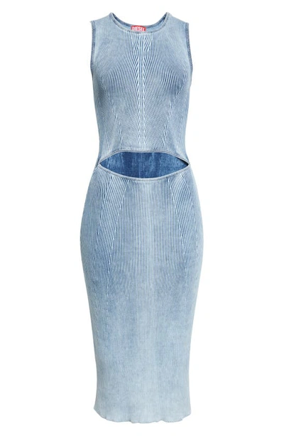 Diesel M-taryn Ribbed Midi Dress In Blue