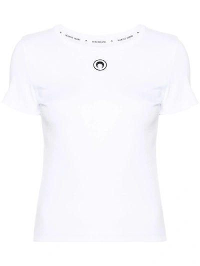Marine Serre Logo Organic Cotton T-shirt In White
