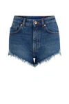 Hugo Boss Regular-fit Shorts In Blue Frayed Denim In Blue