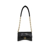 Balenciaga Downtown Xs Crocodile-embossed Shoulder Bag In Black