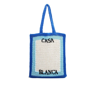 Casablanca Crochet Atlantis Tote Bag In Blue