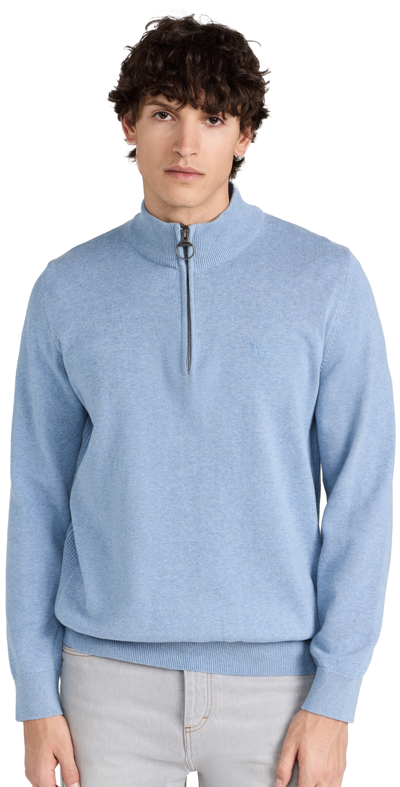 Barbour Cotton Half-zip Sweater In Dark Chambray