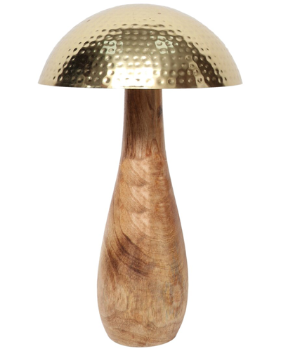 Sagebrook Home 20in Metal Mushroom With Wooden Base In Gold