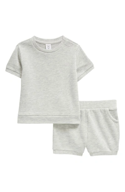 Nordstrom Babies' Cozy Short Sleeve Top & Shorts Set In Grey Light Heather