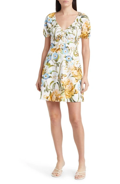 Favorite Daughter The Beloved Floral Stretch Cotton Minidress In Botanical Tangle