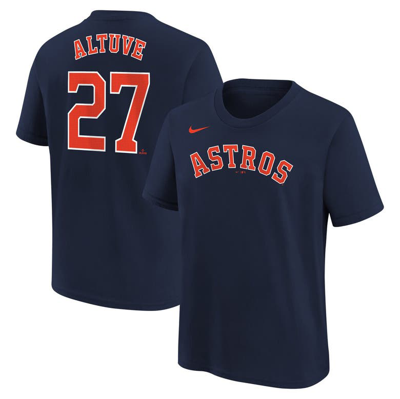 Nike Kids' Big Boys  Jose Altuve Navy Houston Astros Home Player Name And Number T-shirt
