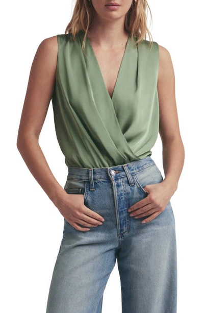 Favorite Daughter The Date Sleeveless Wrap Blouse In Basil