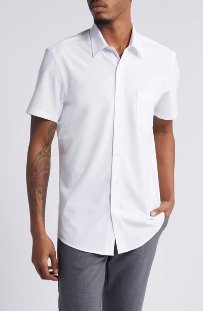Nordstrom Trim Fit Short Sleeve Button-up Shirt In White