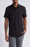 Nordstrom Trim Fit Short Sleeve Button-up Shirt In Black