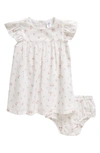 Nordstrom Babies'  Flutter Sleeve Dress & Bloomers In White Coastal Floral