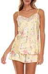 Flora Nikrooz Sabrina Floral Print Satin Short Pajamas & Robe Set In Citrus