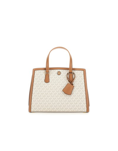 Michael Kors Handbags Chantal Md Fabric Beige Acorn In White