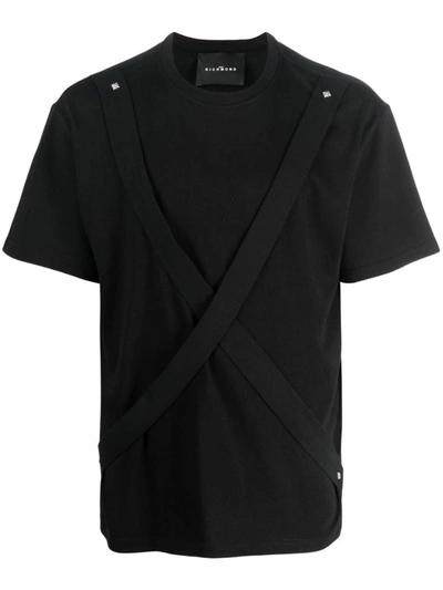 John Richmond T-shirt With Crossed Bands In Black