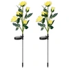FRESH FAB FINDS 2PCS SOLAR POWERED LIGHTS OUTDOOR ROSE FLOWER LED DECORATIVE LAMP WATER RESISTANT PATHWAY STAKE LIGH