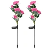 FRESH FAB FINDS 2PCS SOLAR POWERED LIGHTS OUTDOOR ROSE FLOWER LED DECORATIVE LAMP WATER RESISTANT PATHWAY STAKE LIGH