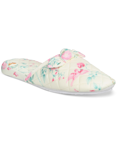 Charter Club Women's Quilted Butterfly Floral Bow Slippers, Created For Macy's In Summer Moon