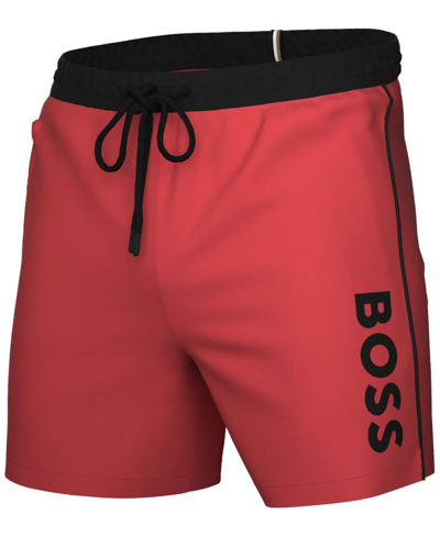 Hugo Boss Boss By  Men's Logo 6" Swim Trunks, Created For Macy's In Medium Red