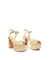Schutz Womens Peep Toe Adjustable Block Heel In Beige- Manmade