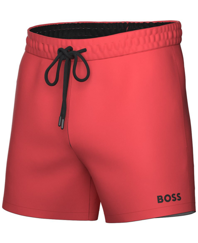 Hugo Boss Boss By  Men's Lee Drawstring 5.3" Swim Trunks, Created For Macy's In Medium Red