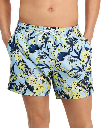 Hugo Boss Boss By  Men's Piranha Graphic 5.3" Swim Trunks, Created For Macy's In Light,pastel Blue