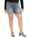 Silver Jeans Co. Distressed Boyfriend Roll Cuff Denim Shorts In Indigo