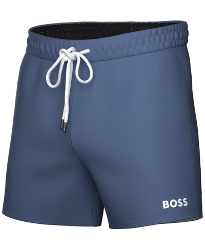 Hugo Boss Boss By  Men's Lee Drawstring 5.3" Swim Trunks, Created For Macy's In Open Blue